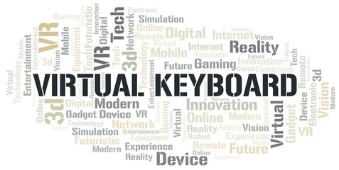Virtual Keyboard word cloud collage made with text only.