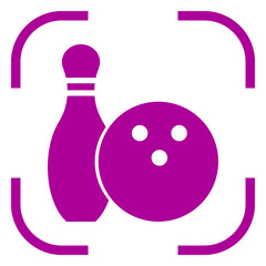 Bowling icon vector in focus. White background