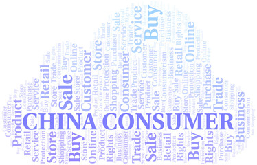 Fototapeta premium China Consumer word cloud collage made with text only.