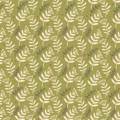 Seamless floral pattern. Fabric design with simple flowers. Vector cute repeated pattern for baby fabric, wallpaper or wrap paper