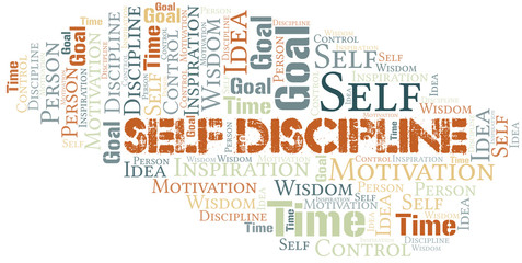 Obraz premium Self Discipline word cloud collage made with text only.
