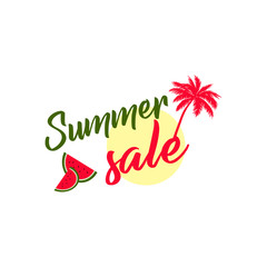 Summer sale -  stylish vector template with palm trees and watermelon slices