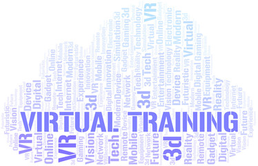 Obraz premium Virtual Training word cloud collage made with text only.