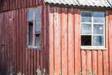 Naklejka na ściany i meble The old fishing houses in Hvide Sande in Denmark