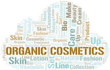 Obraz premium Organic Cosmetics word cloud collage made with text only.
