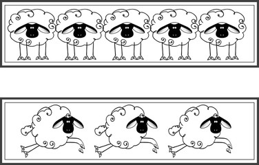 black and white panel depicting funny lamb