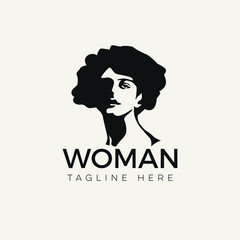 BEAUTY ELEGANT VINTAGE woman's face logo design template. Hair, girl, Abstract design concept for beauty salon, massage, magazine, cosmetic and spa. Premium vector icon.