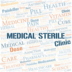 Medical Sterile word cloud collage made with text only.