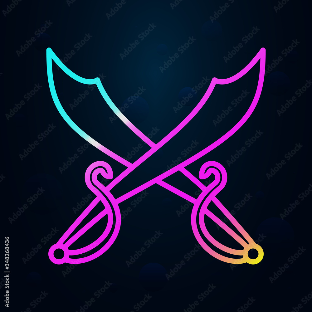 Poster sword, pirate nolan icon. simple thin line, outline vector of pirate icons for ui and ux, website or