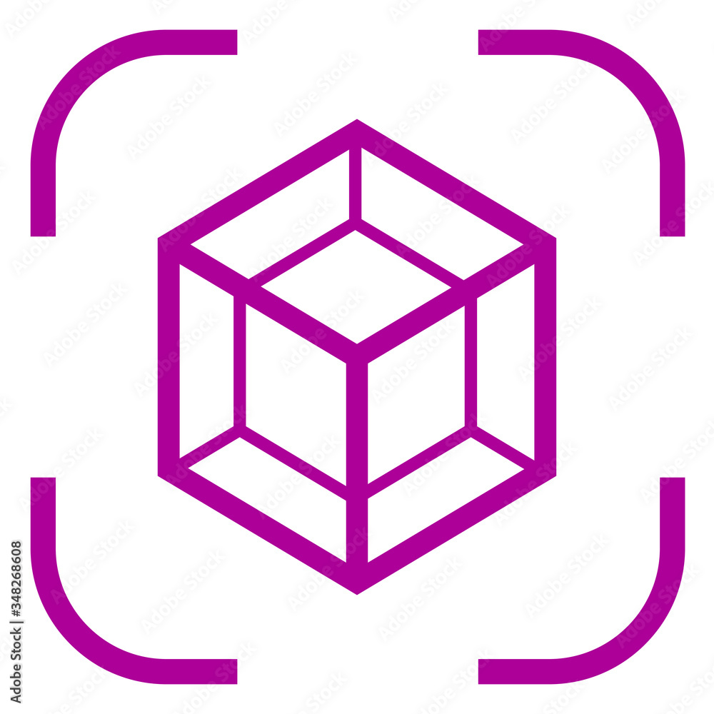 Poster cube icon vector in focus. white background