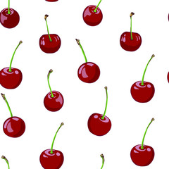  Seamless vector pattern with realistic cherry