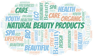 Obraz premium Natural Beauty Products word cloud collage made with text only.