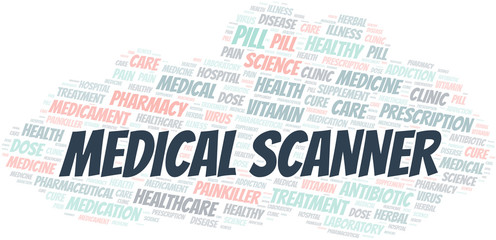 Obraz premium Medical Scanner word cloud collage made with text only.