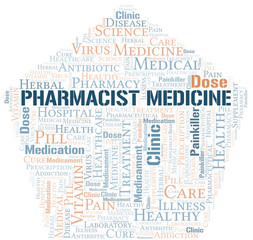 Fototapeta premium Pharmacist Medicine word cloud collage made with text only.