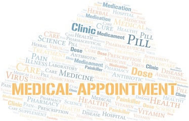 Medical Appointment word cloud collage made with text only.
