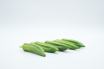 Okra or ladies' fingers or Abelmoschus esculentus shot in a white isolated background
