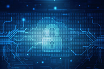 2d illustration Safety concept: Closed Padlock on digital background
