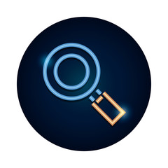 magnifying glass icon, neon style
