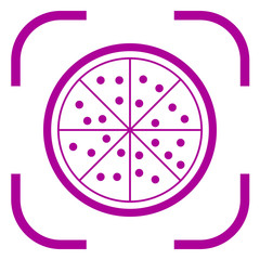 Pizza icon vector in focus. White background