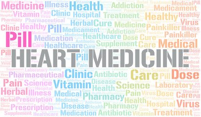 Heart Medicine word cloud collage made with text only.