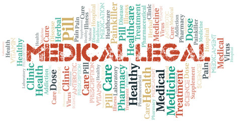 Fototapeta premium Medical Legal word cloud collage made with text only.