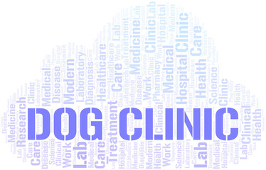 Dog Clinic word cloud collage made with text only.