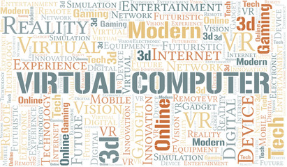 Virtual Computer word cloud collage made with text only.