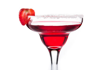 Strawberry cocktail drink in glass isolated on white background