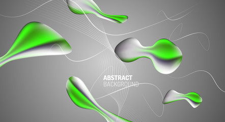 Fluid gradients, abstract liquid bubble shapes background