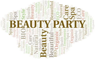 Obraz premium Beauty Party word cloud collage made with text only.