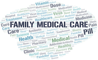 Obraz premium Family Medical Care word cloud collage made with text only.