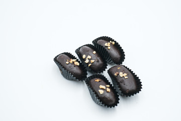 Chocolate almond London , a traditional malay cuisine shot in a white isolated background
