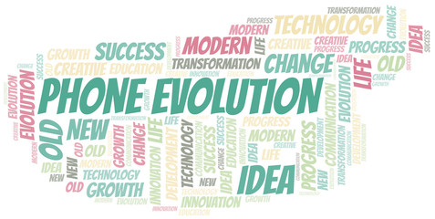 Fototapeta premium Phone Evolution word cloud collage made with text only.