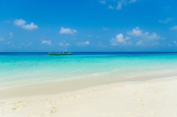 Fototapeta na wymiar Sandy beach of tropical island in the Maldives 