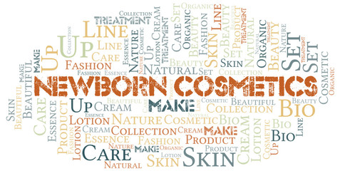 Fototapeta premium Newborn Cosmetics word cloud collage made with text only.