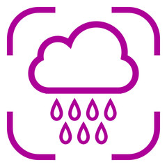 Cloud rain, drops icon in focus. White background