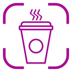 Coffee cup icon in focus. White background