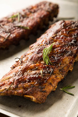 Baked pork ribs with sauce