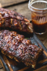 Baked pork ribs with sauce