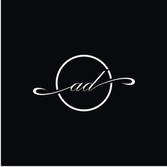 Initial AD beauty monogram and elegant logo design, handwriting logo of initial signature, wedding, fashion with creative template.