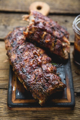 Baked pork ribs with sauce