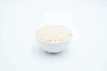 White rice shot on a white isolated background.