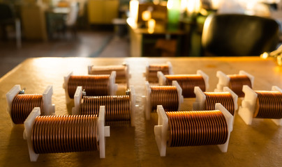 Close-up of twisted copper wire coils