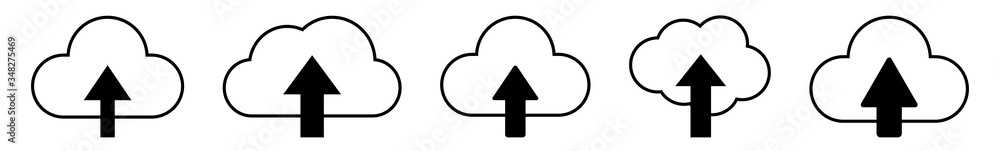 Poster cloud upload icon black | clouds arrow up illustration | computing storage symbol | server data inte