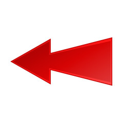 Angular red arrow to the left icon on a white background