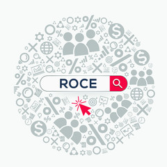 roce mean (return on capital employed) Word written in search bar ,Vector illustration.