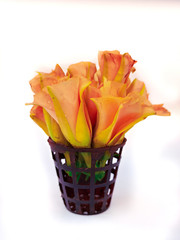 basket of flowers keep on White Background