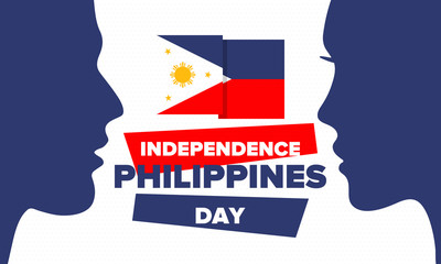 Philippines Independence Day. Celebrated annually on June 12 in Philippines. Happy national holiday of freedom. Philippines flag. South-East Asian country. Patriotic design. Vector poster