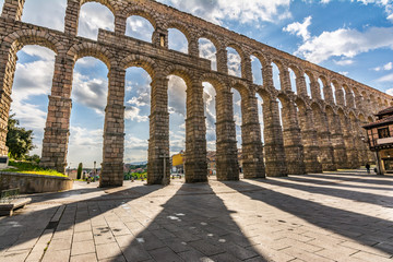 The famous Roman aqueduct of Segovia in Spain. Heritage of humanity by unesco.