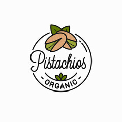 Pistachio nut logo. Round linear of pistachios